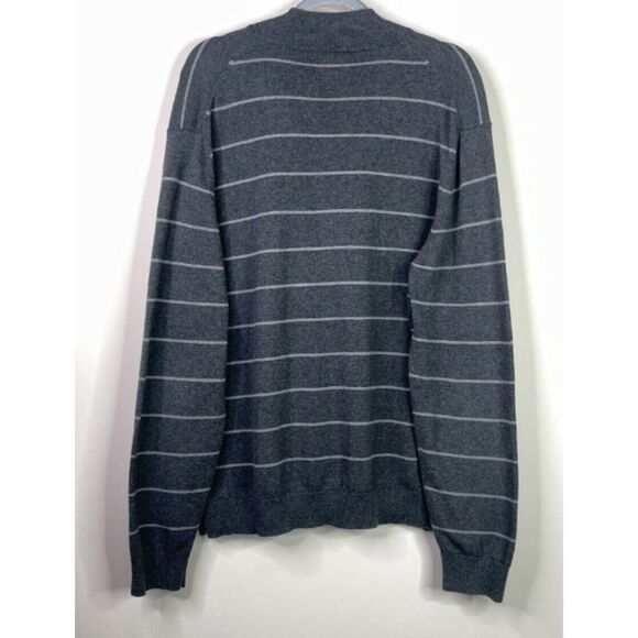 Greg Norman Grey Striped Quarter Zip Sweater Men's Size Large - Picture 3 of 7